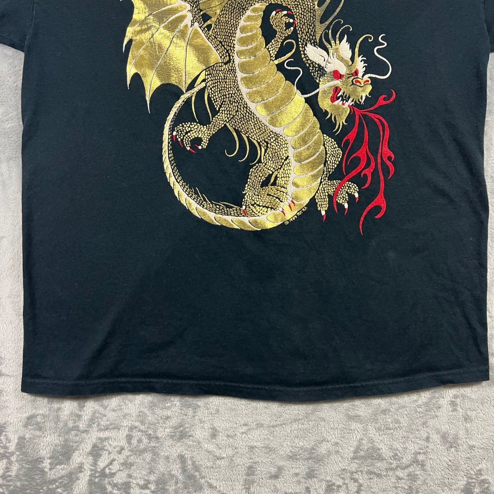 San Francisco Dragon Graphic Tee Adult XL Black Gold Foil Fire T-Shirt Hanes - Picture 11 of 16